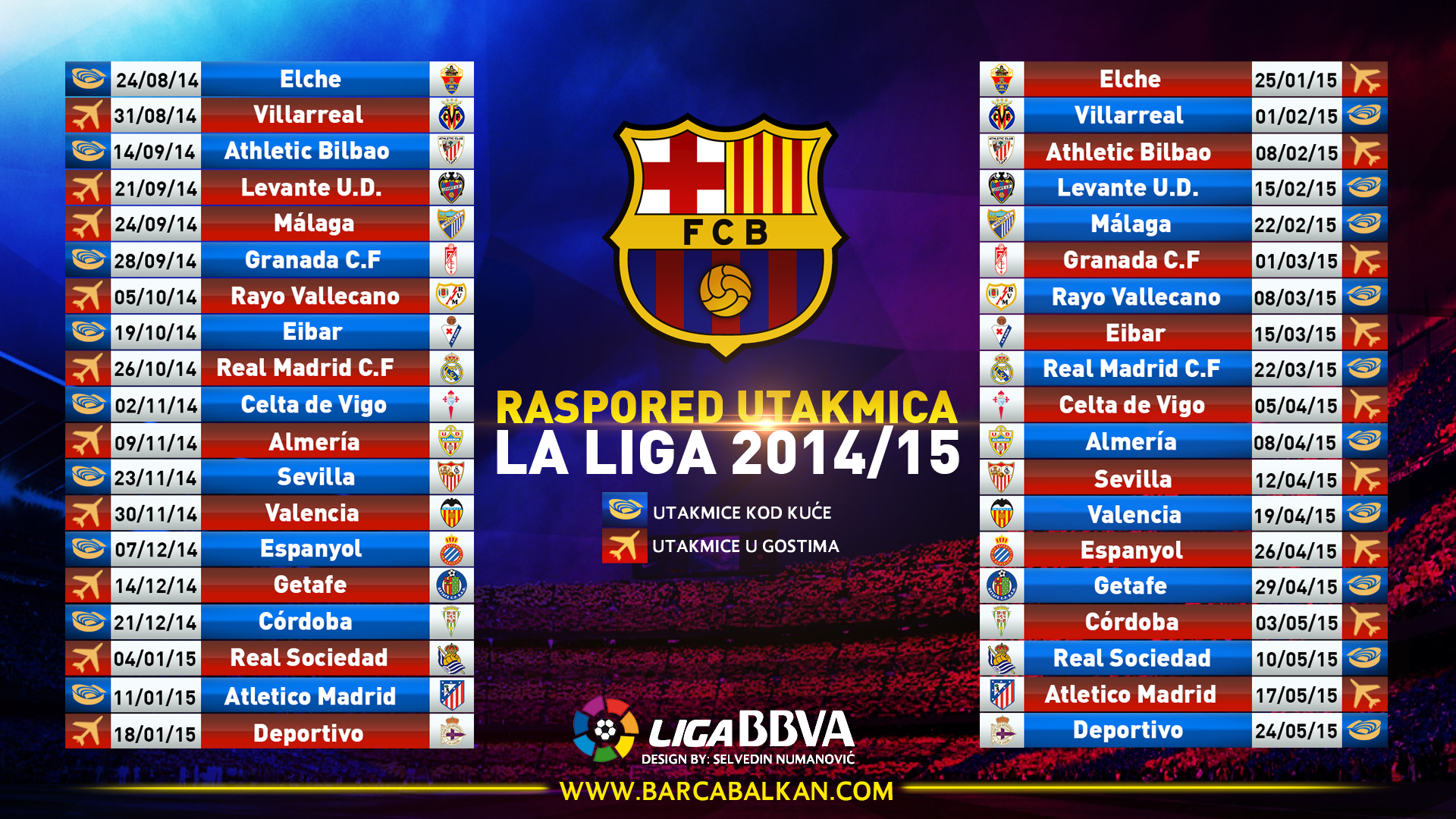FC Barcelona LIGA CALENDAR 2014/15 SelvedinFCB on
