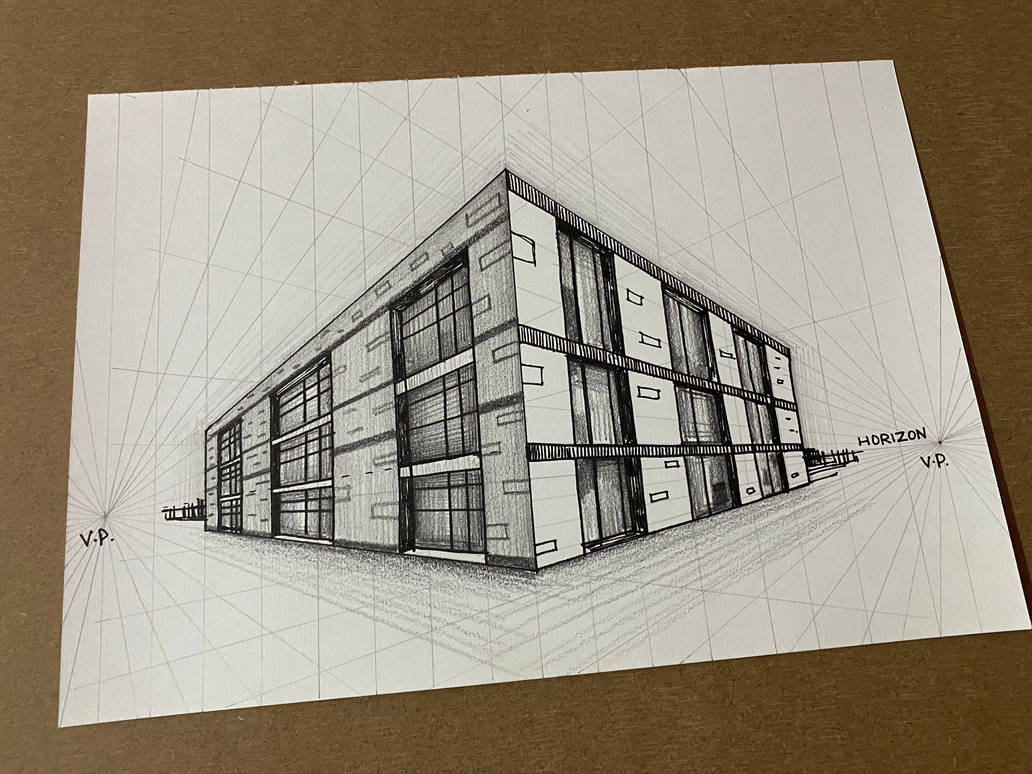 Two point perspective drawing building by DkArt95 on DeviantArt