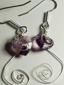 Purple Wire Wrapped Earrings