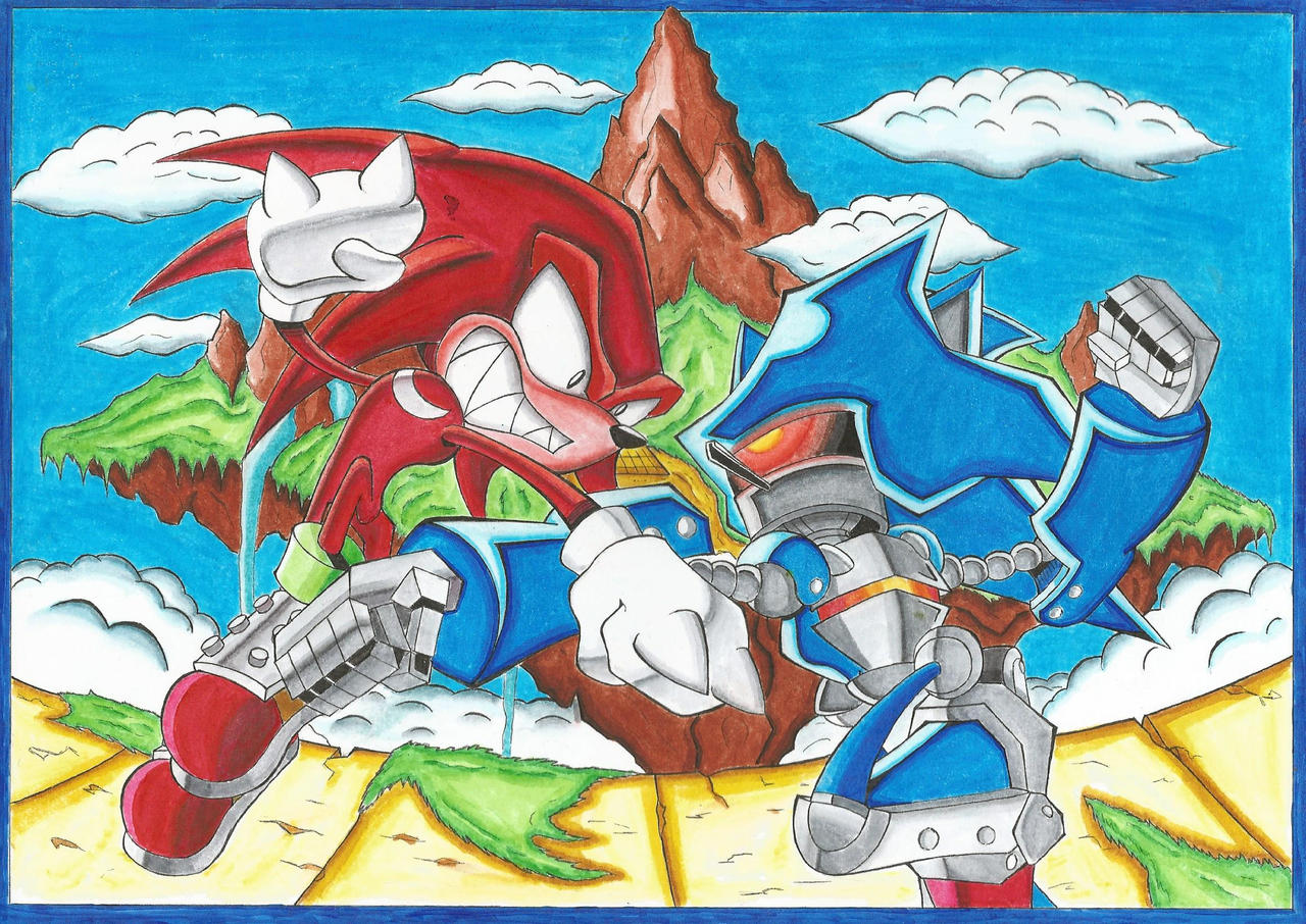 Mecha Sonic vs Knuckles by Nerkin on deviantART