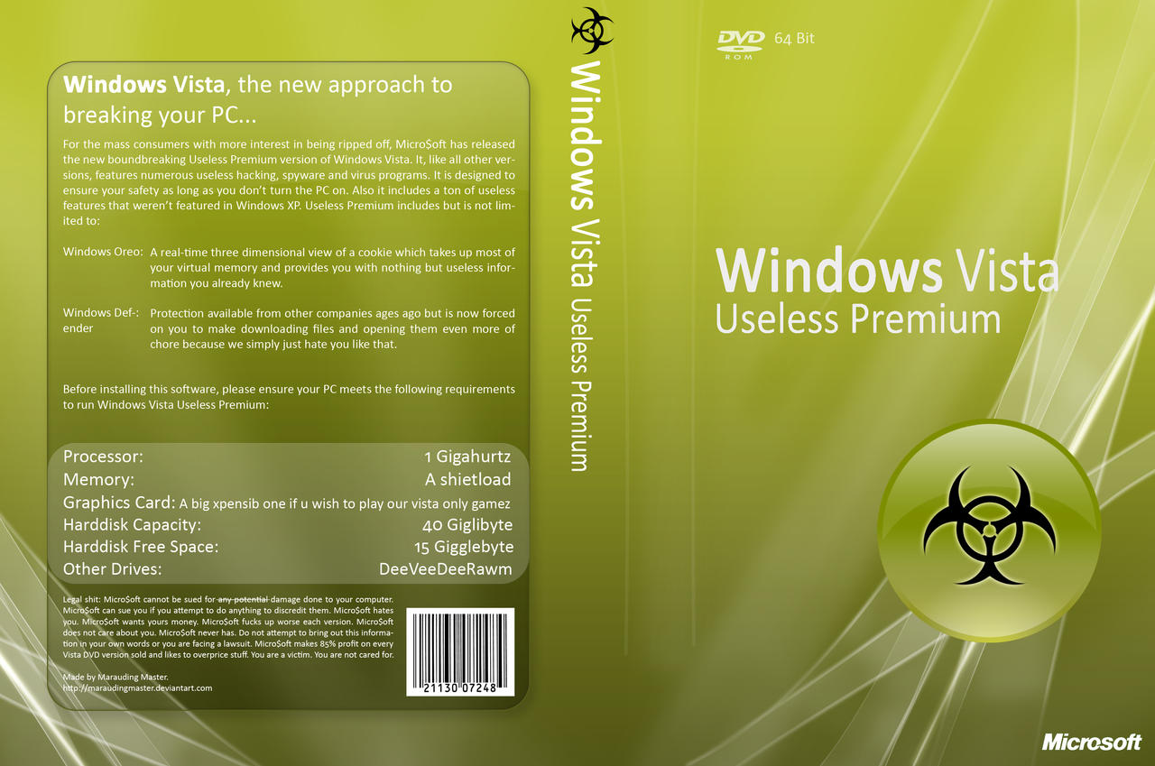 Anti Windows Vista DVD cover by MaraudingMaster