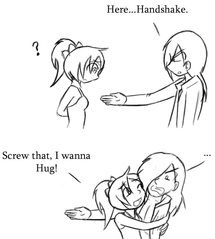 handshakes for hugs