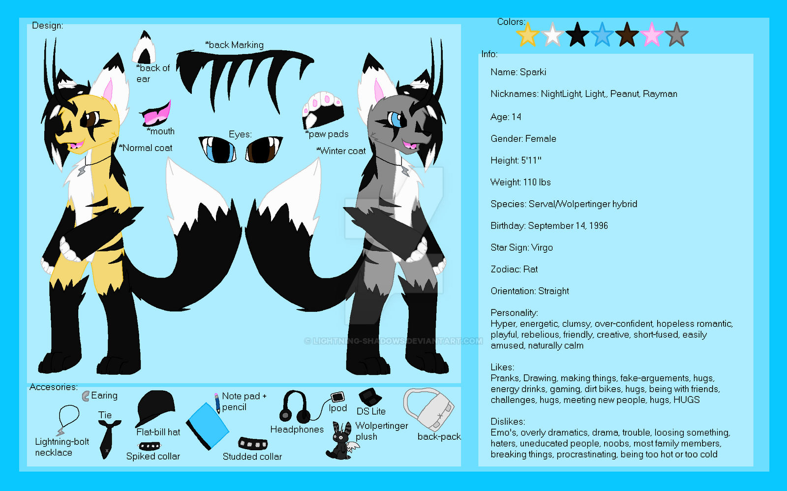 Fursona reference sheet '11 by LightningShadows on DeviantArt