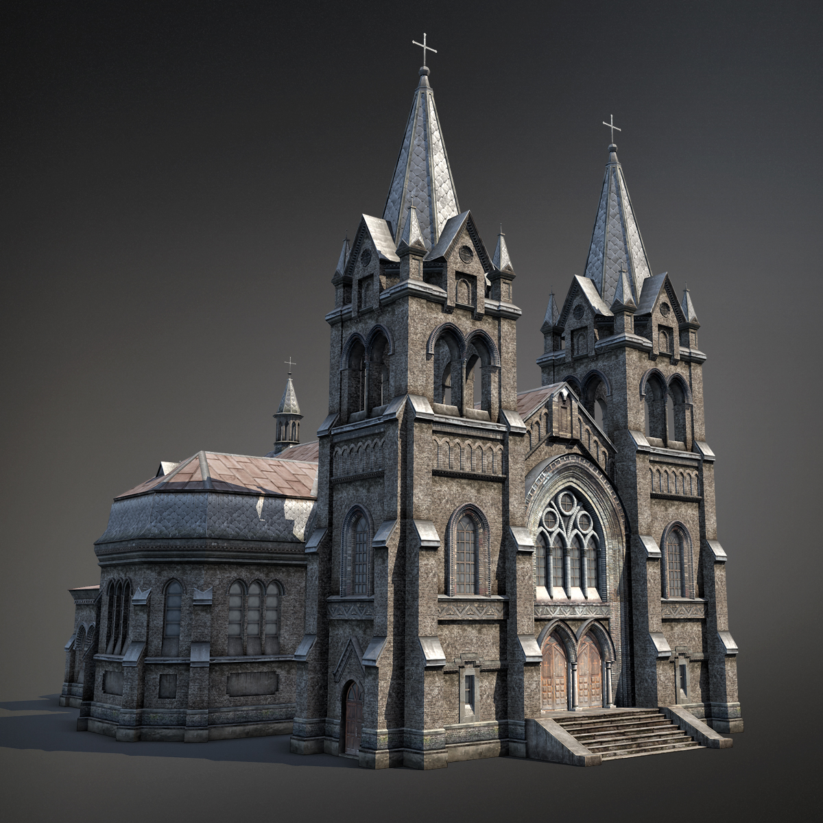 Gothic cathedral. 3d game low-poly