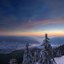 Evening in winter mountains