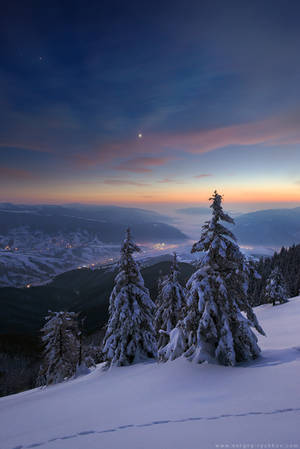 Evening in winter mountains by Sergey-Ryzhkov Evening in winter mountains by Sergey-Ryzhkov