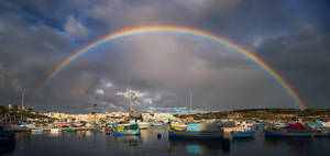 Rainbow over the Marsaxlokk, Malta