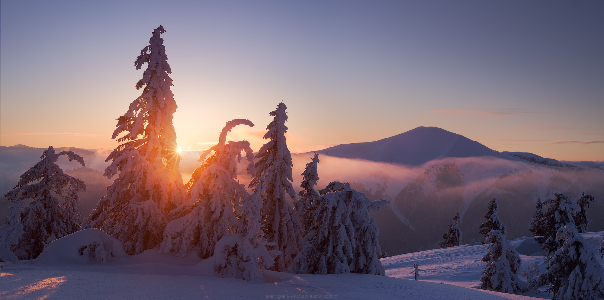 Sunrise in winter Carpathians