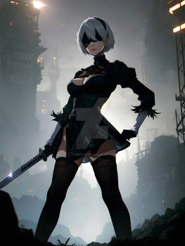 2B Sword Pose - Phone Background