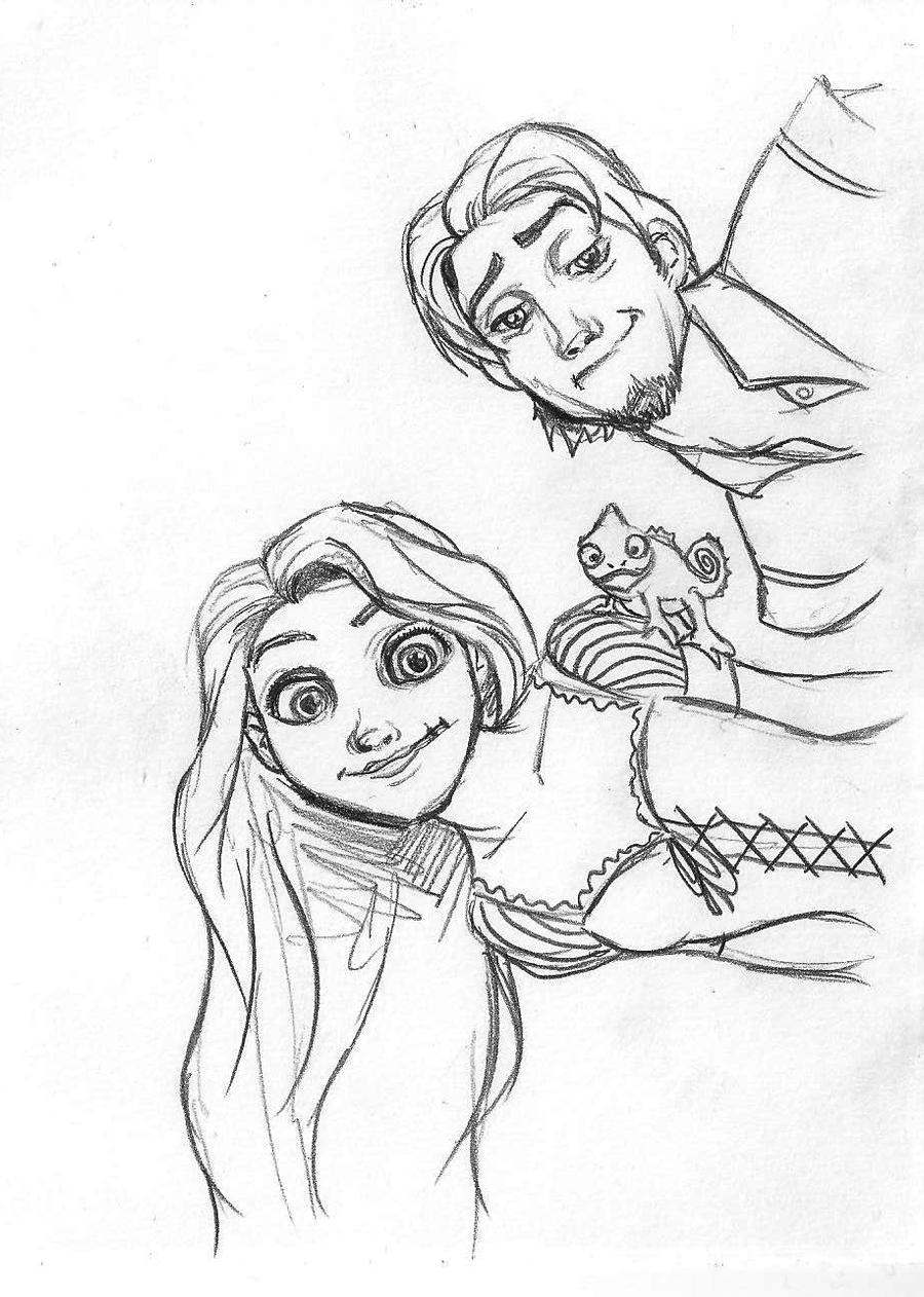 rapunzel, flynn and pascal