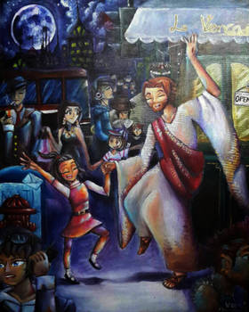 Dancing with Jesus painting on canvas