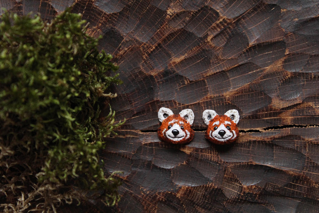 Red Panda Stud Earrings