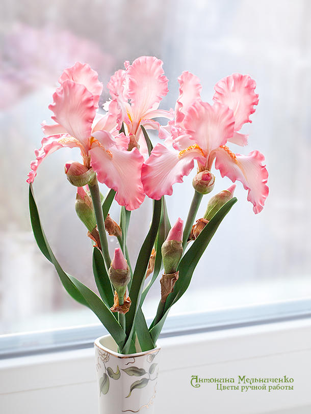 Pink Iris - Polymer Clay Flowers