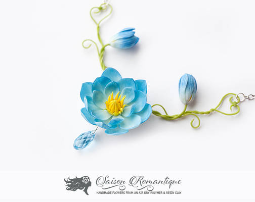 Necklace Lotus - Polymer Clay Flowers