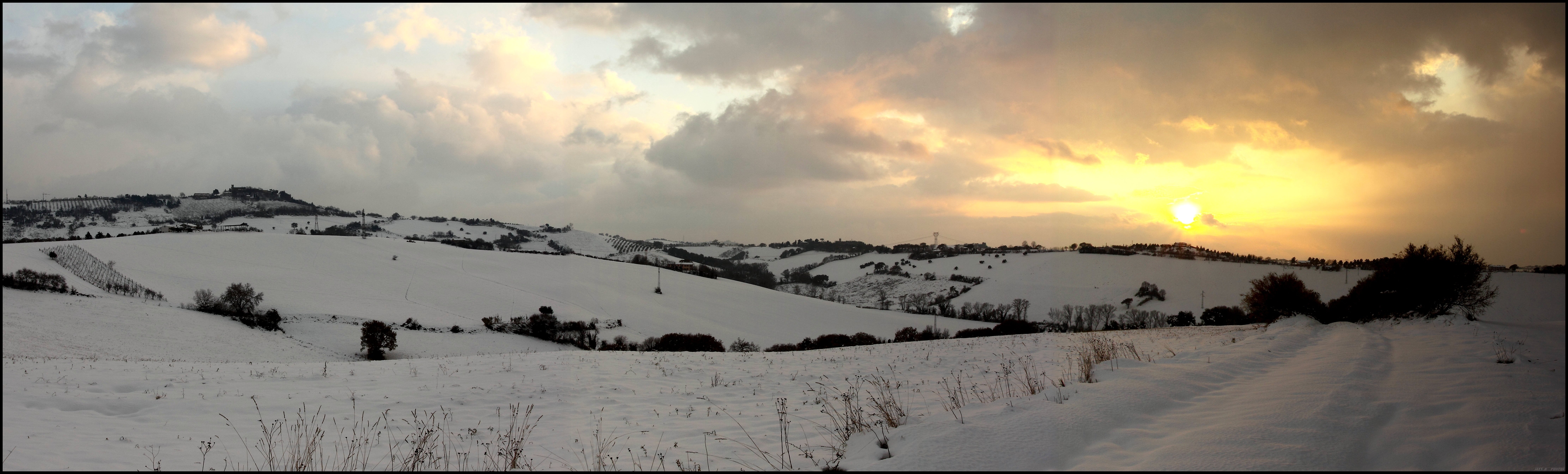 Snowy sunset