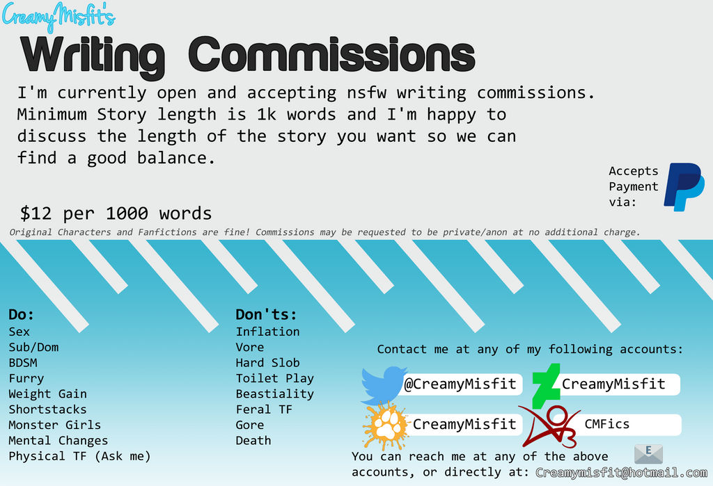 Writing Comission Sheet by CreamyMisfit on DeviantArt