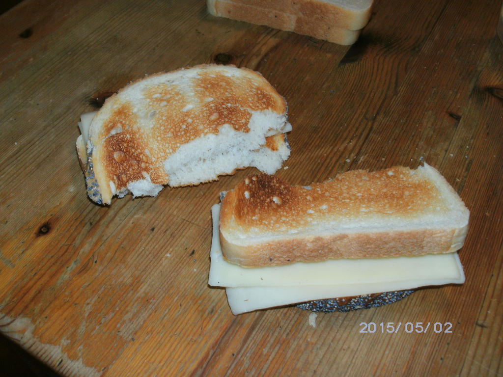 Folded toasted cheese sandwiches