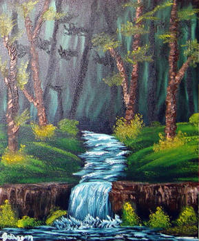 Forest Stream: Bob Ross Style