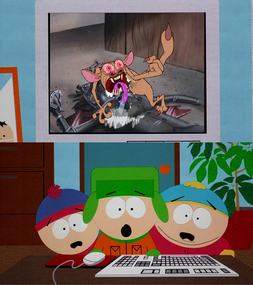 Stan, Kyle and Cartman watch Ren Seeks Help by 1997DeviantIvan on DeviantAr...