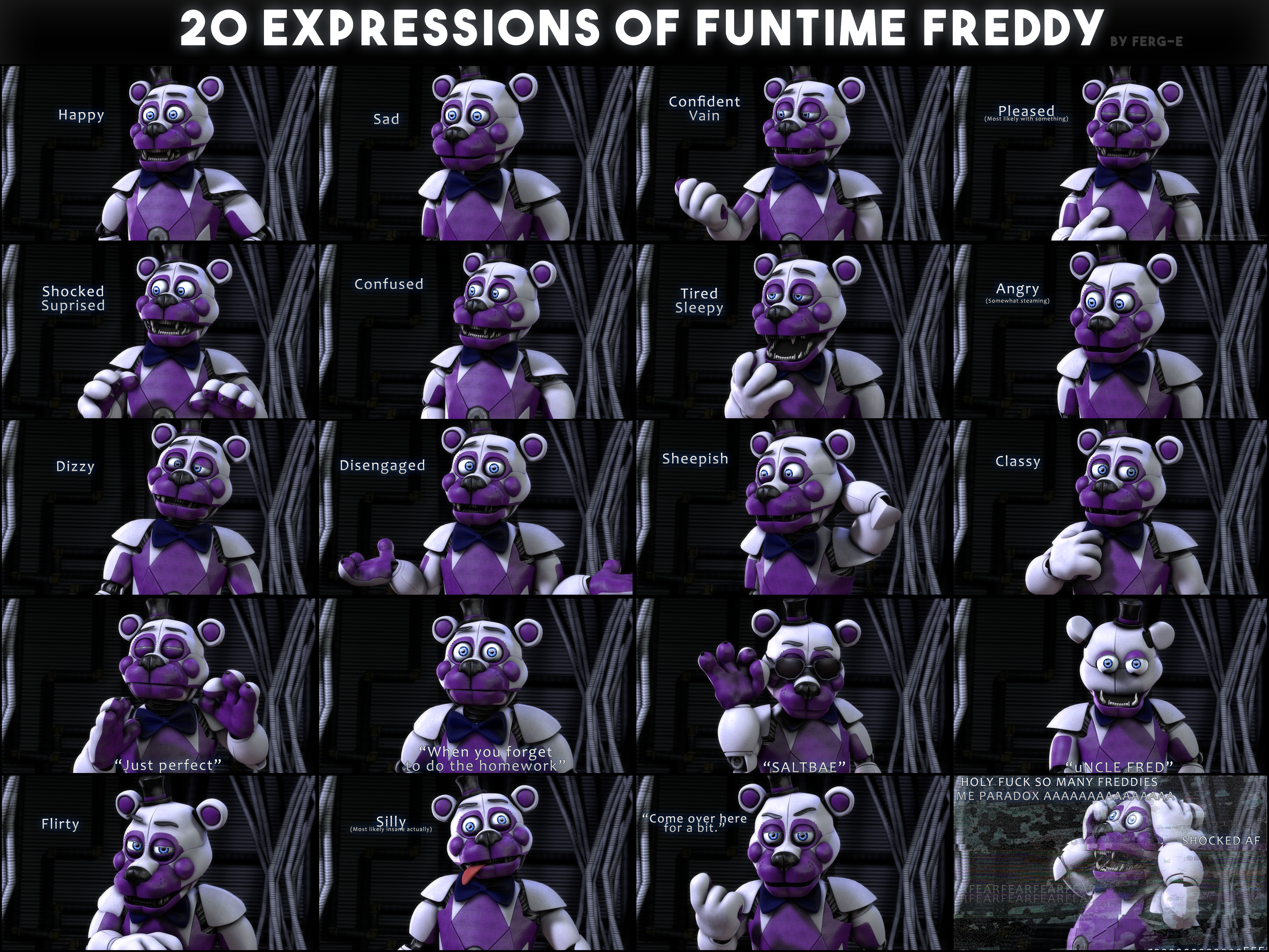 20 Expressions Of Funtime Freddy