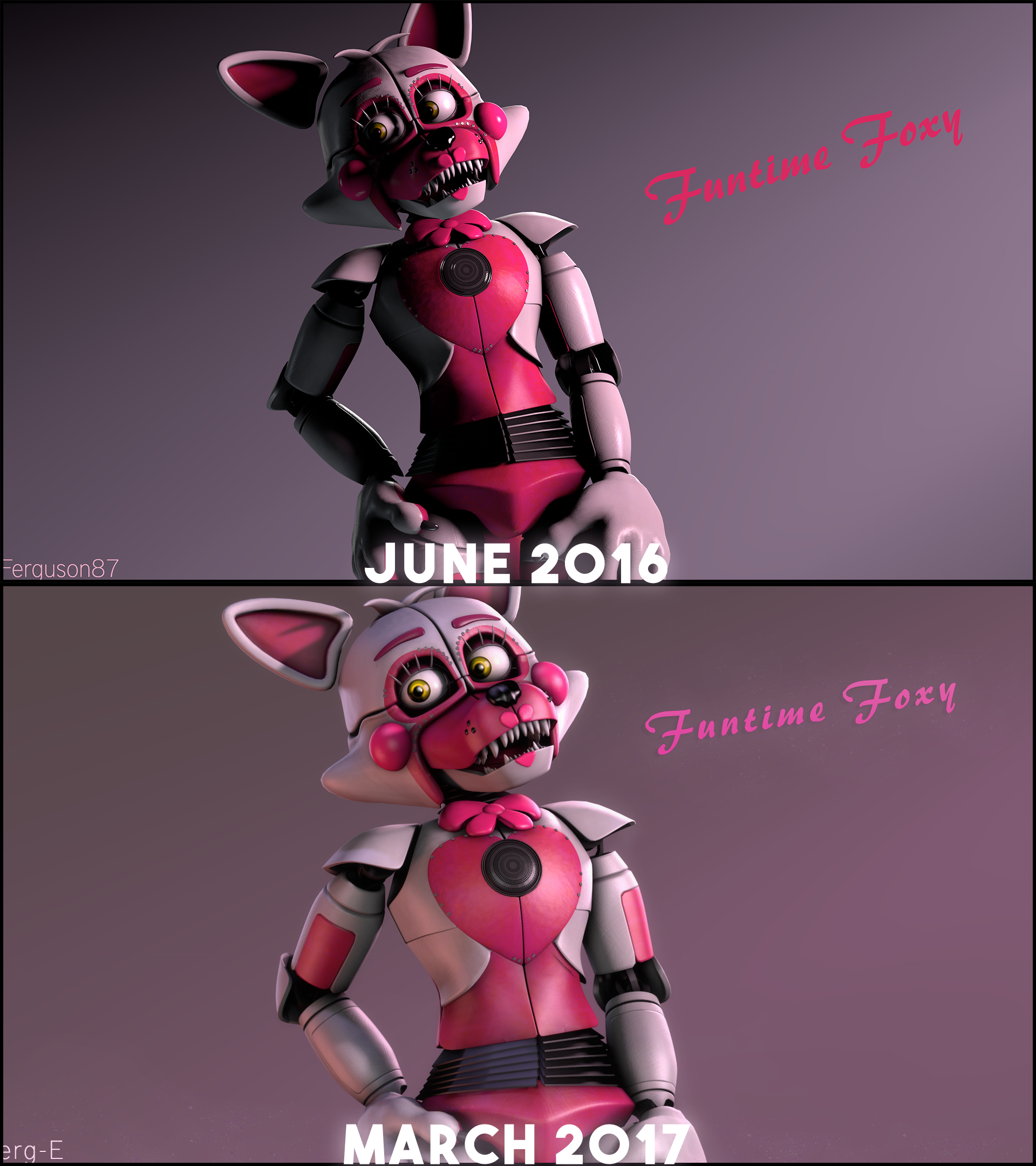 Comprassion/Progress of the Funtime Foxy wallpaper