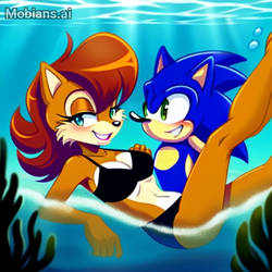 Sonic and Sally underwater 2 (ai art)