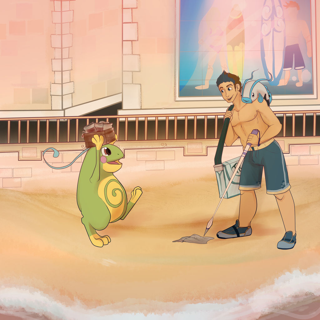 ::Pokemon Township:: Cleaning up the beach!