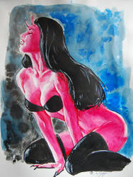 Devil Girl ink wash study