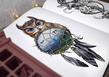 EARED OWL WITH DREAMCATCHER