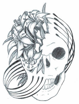 flowers and skull