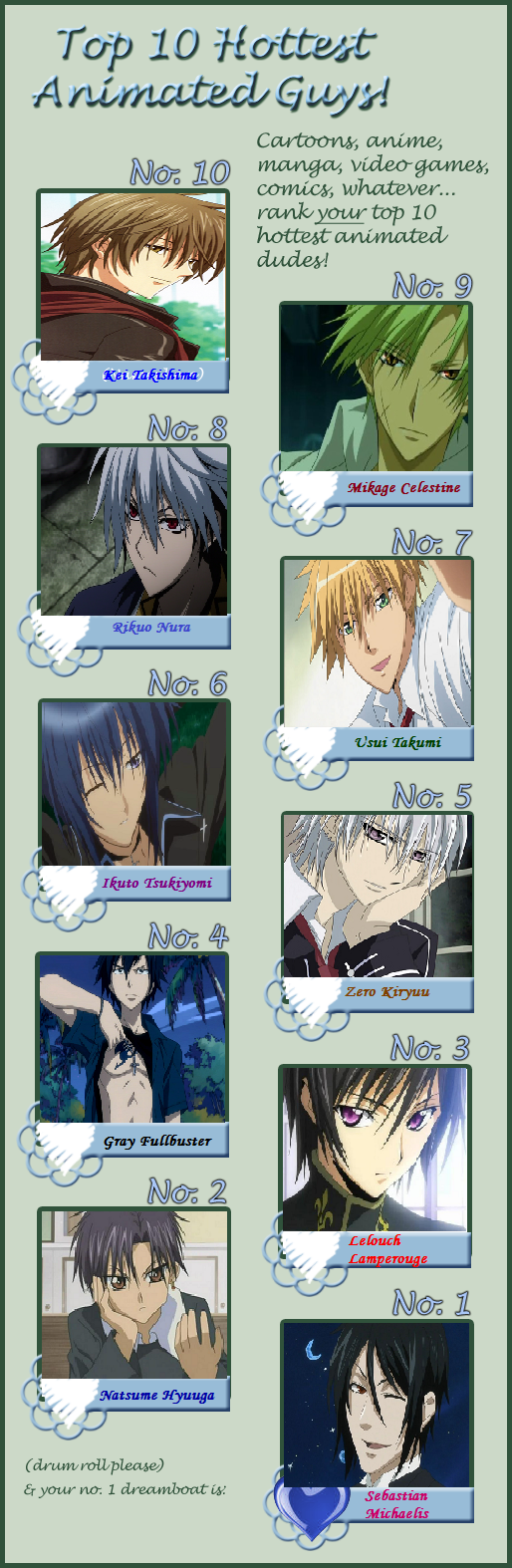 Top 10 Hottest Anime Guys by ciadel157 on DeviantArt