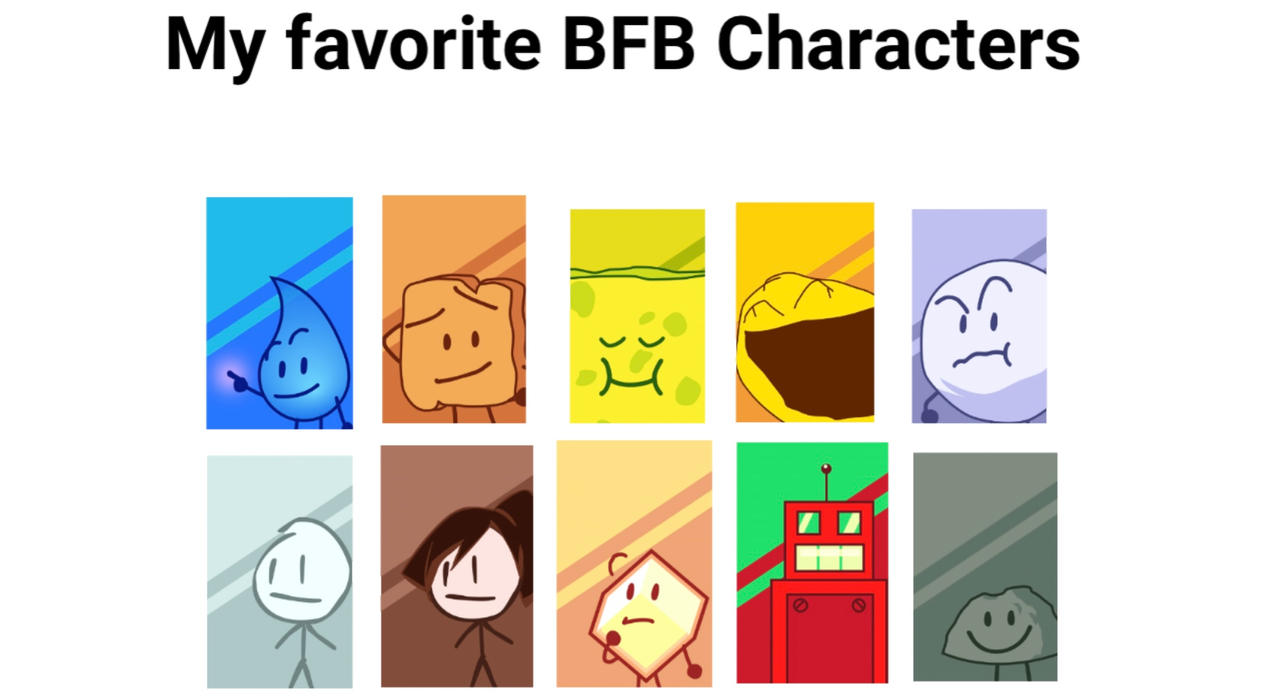 Bfb Characters R My favourite BFB Characters by zombiektR on DeviantArt
