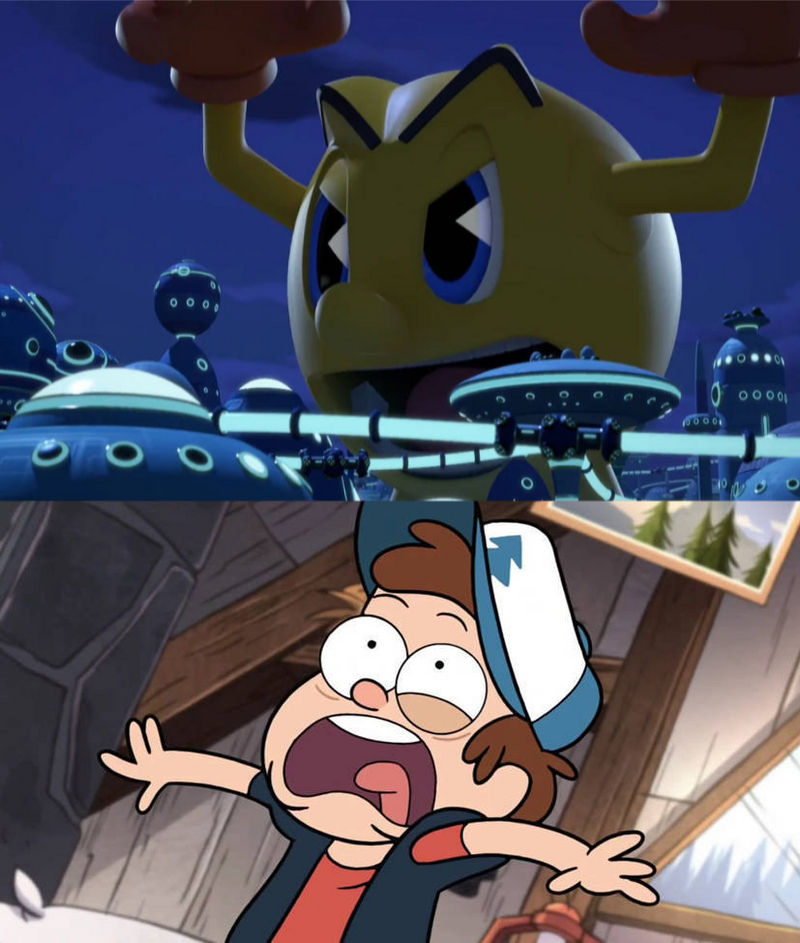Paczilla Berry Pac-Zilla Scares Dipper Pines by legoperson25000 on DeviantArt