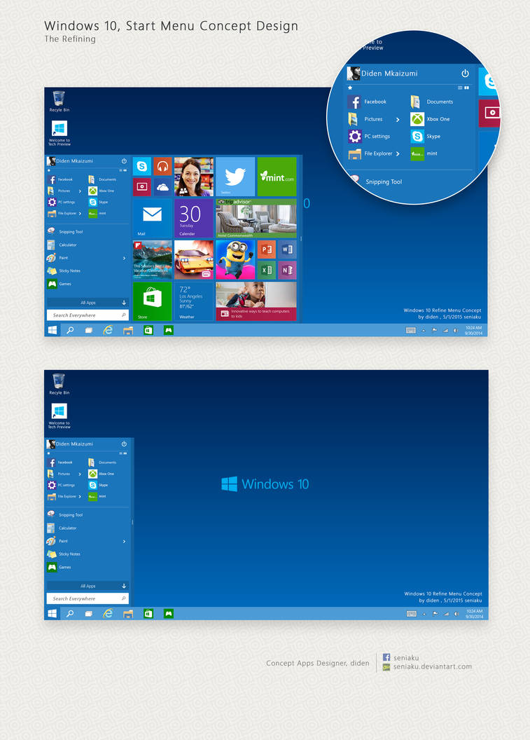 Windows 10 Start Menu Concept Design | Refining by seniaku on DeviantArt