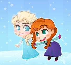 Elsa and Anna on ice