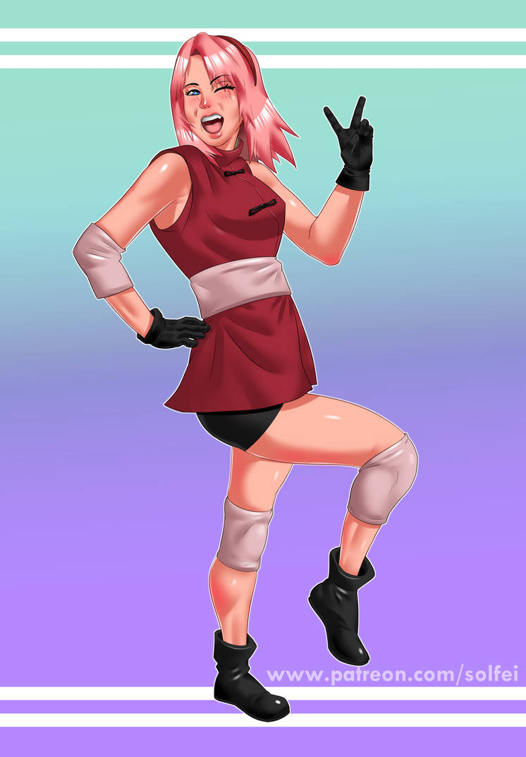 sakura girl cosplay drawing commission by Solfei on DeviantArt