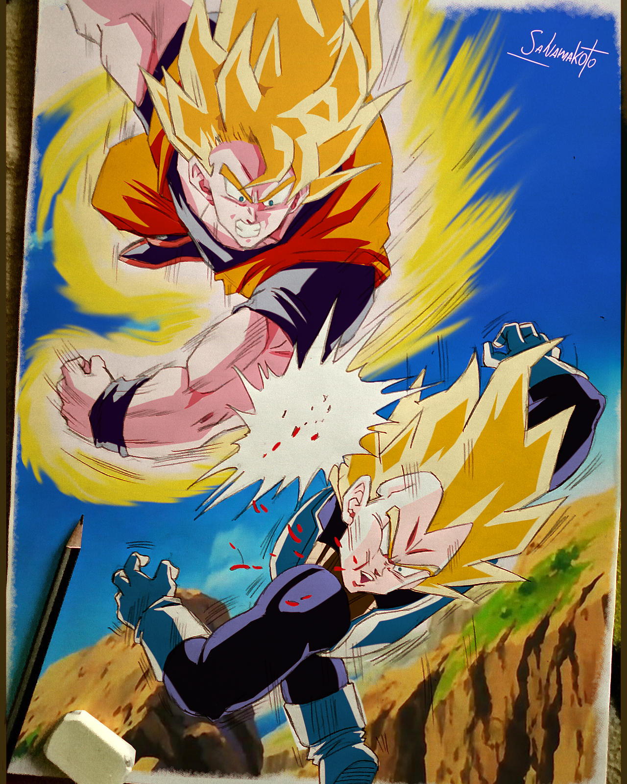 Goku ssj vs vegeta ssj by salvamakoto on DeviantArt