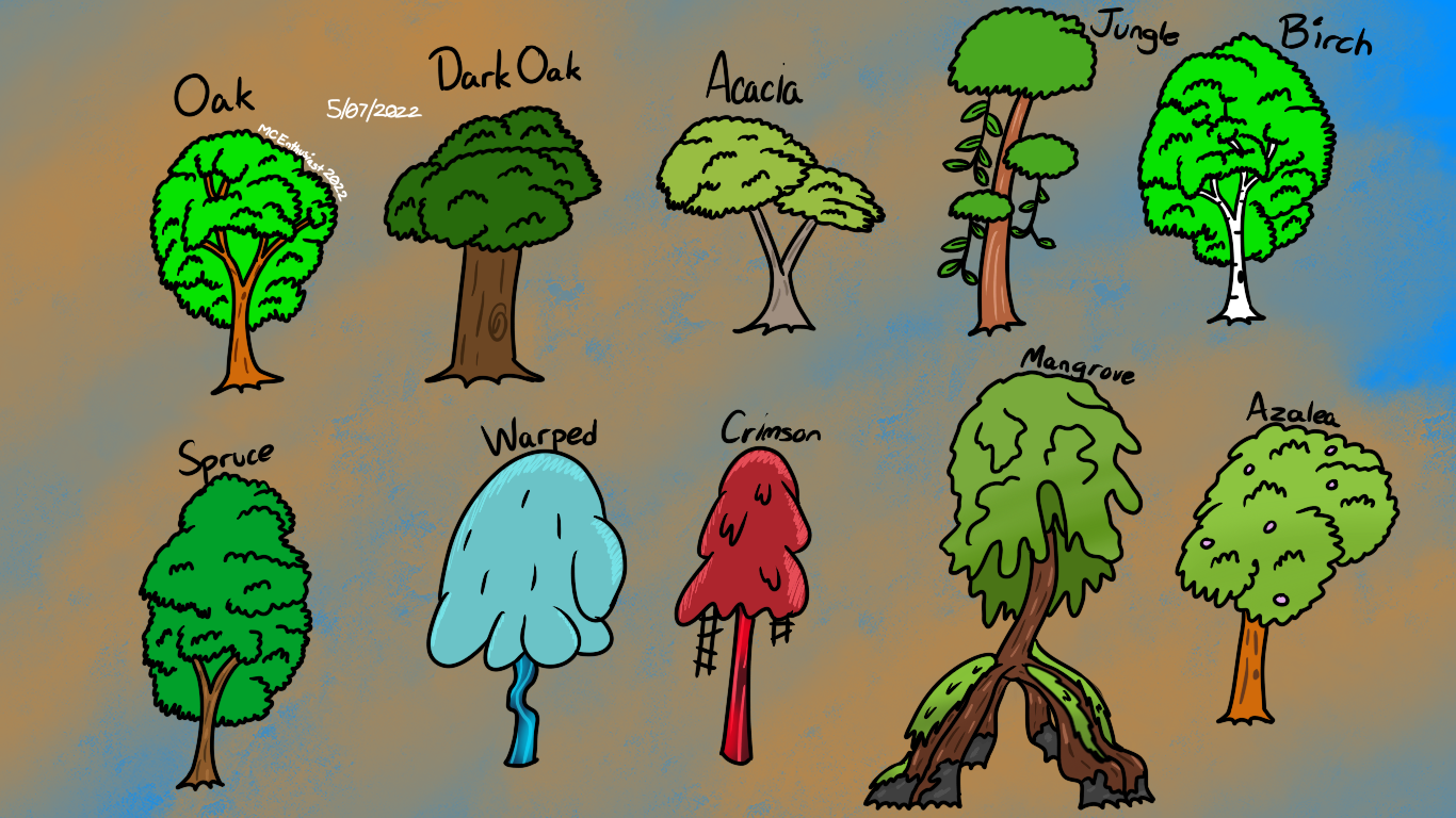 Minecraft Tree Color Code All Minecraft Trees (so far) by MCEnthusiasm on DeviantArt