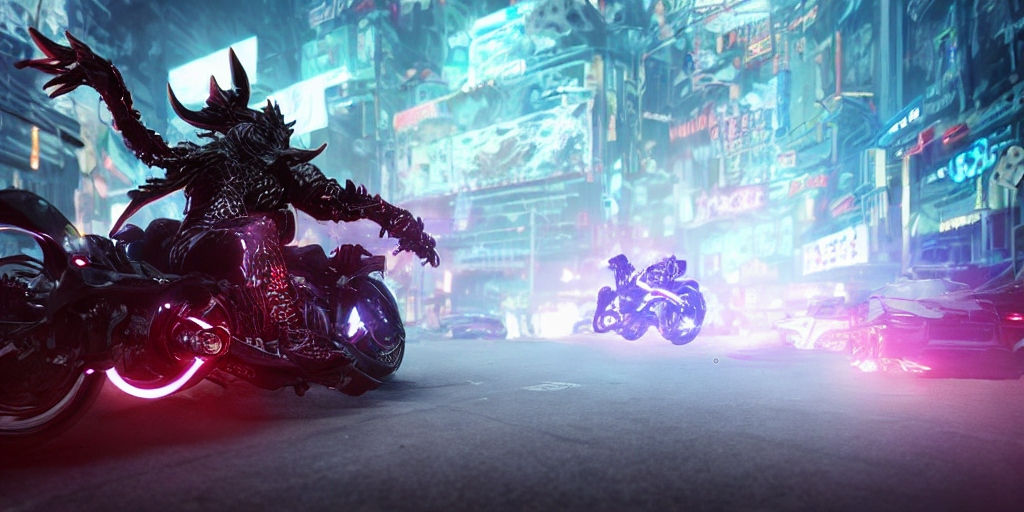 Cyberpunk Demon Motorcycle rider by JKitsuneOni on DeviantArt