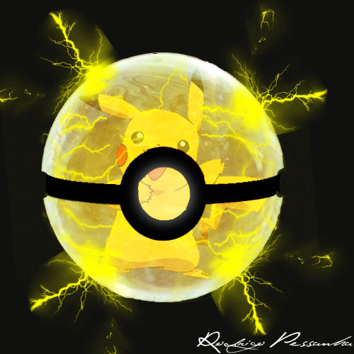 Pikachu inside the PokeBall