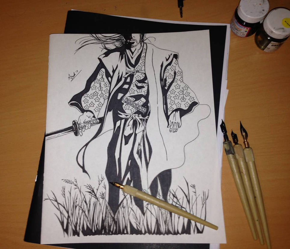 Samurai Ink Drawing by BOSHHIDO on DeviantArt