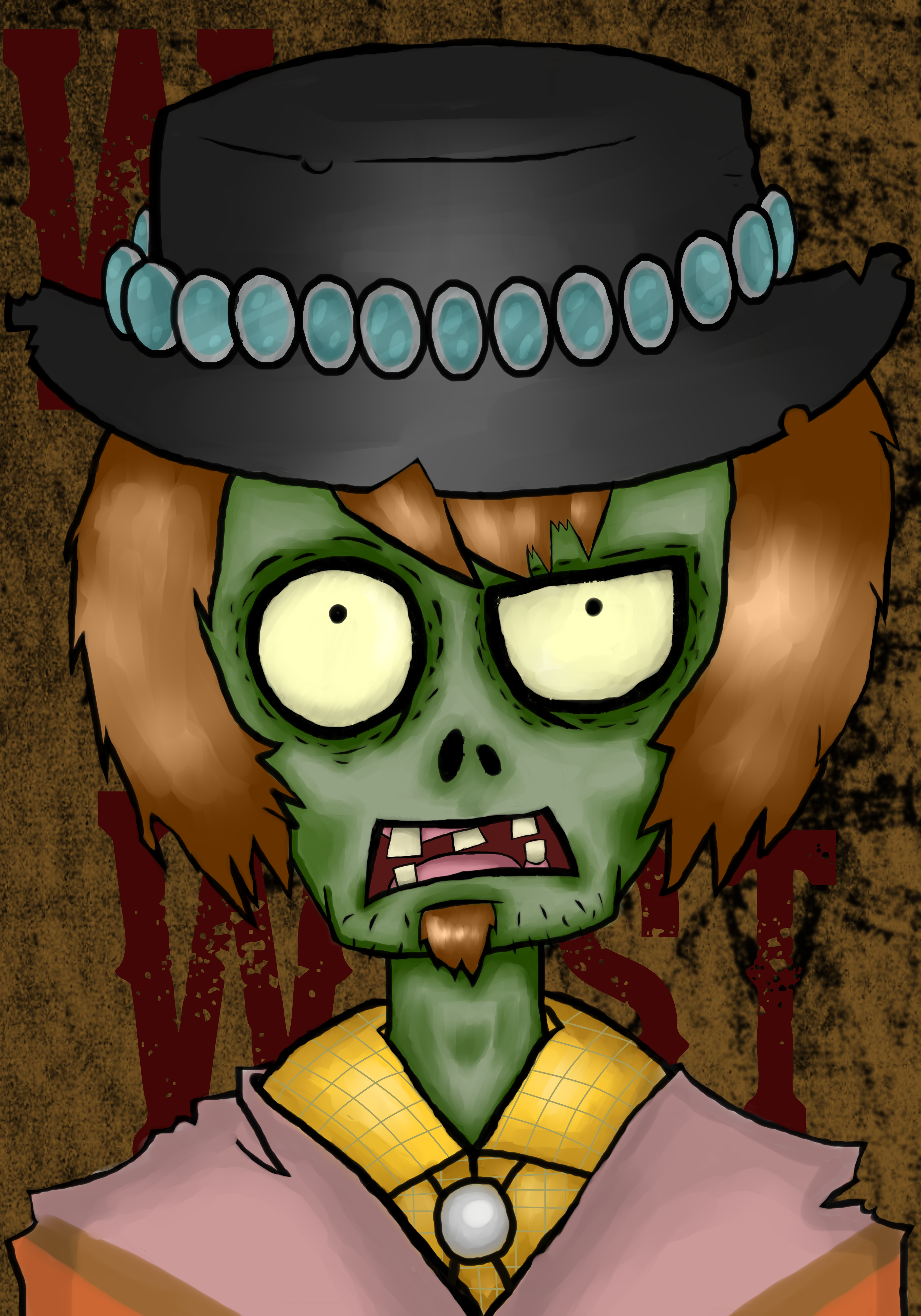 How to Draw Poncho Zombie, Plants vs Zombies