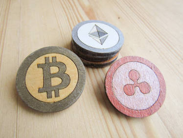 Cryptocurrencies Bitcoin, Ethereum, Ripple Pins