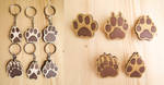 Paw print  wooden keychain | pin brooch | by ShadowOfLightt