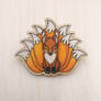 nine tailed fox wooden pin magnet badge brooch