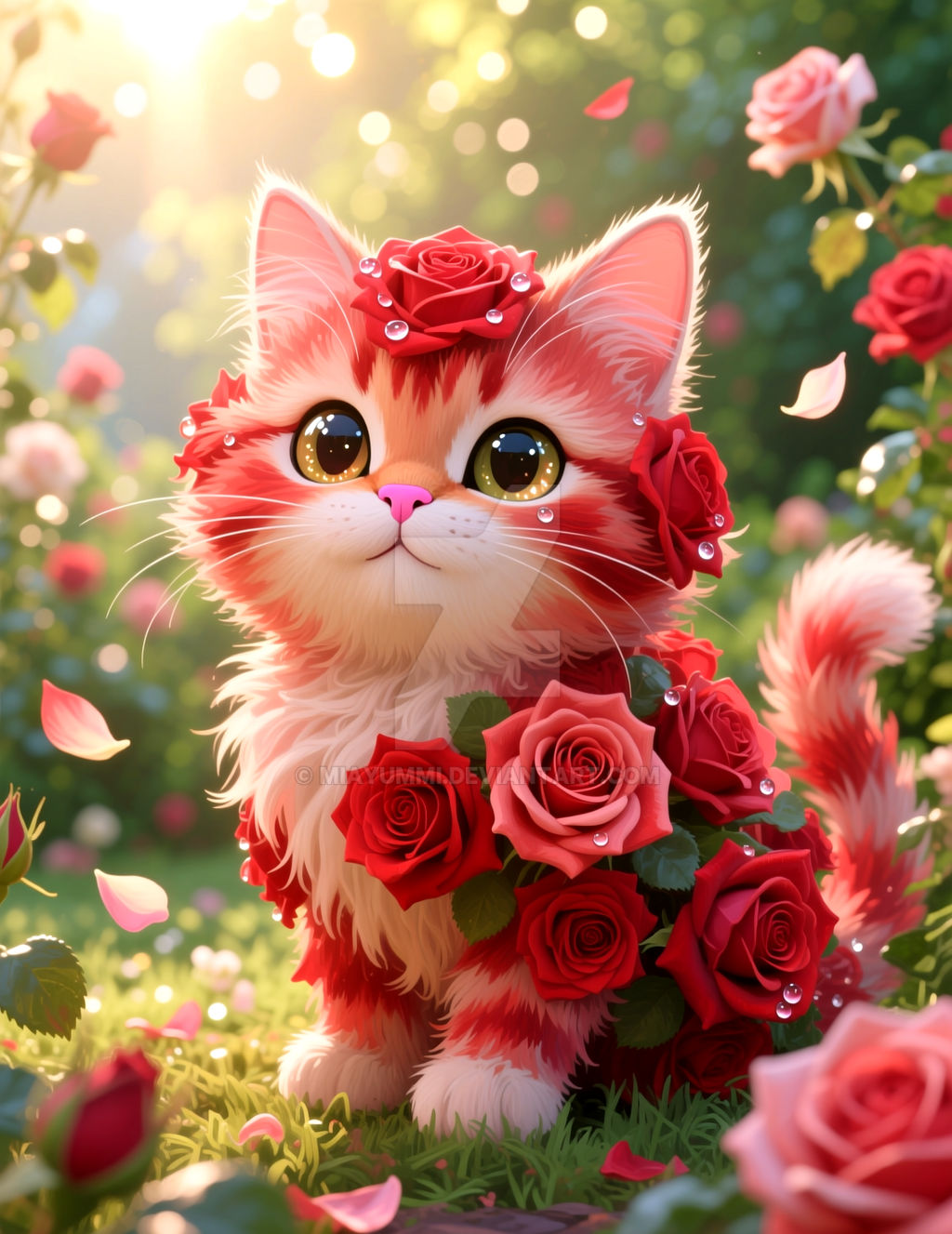 Red rose cat by MiaYummi on DeviantArt