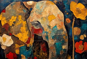 Elephant in flowers