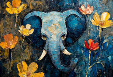Elephant in flowers