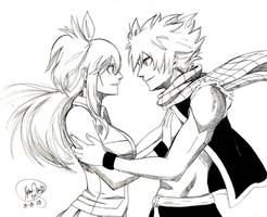 Lucy and Natsu (Black and White)