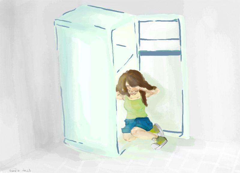 La fille qui pleure dans le frigo